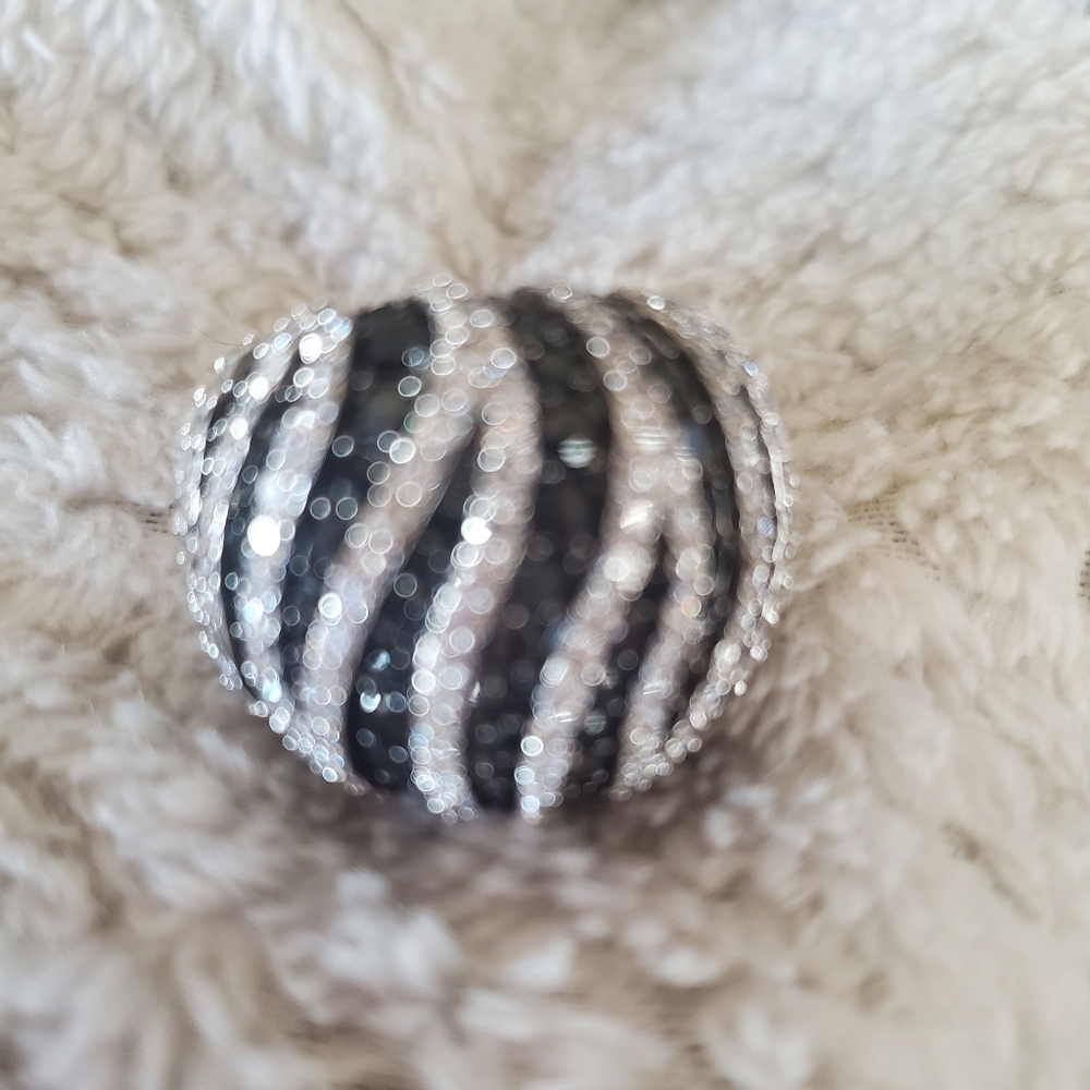 Sofia Vergara Black & White Cubic Zirconia Zebra Print Oversized Ring